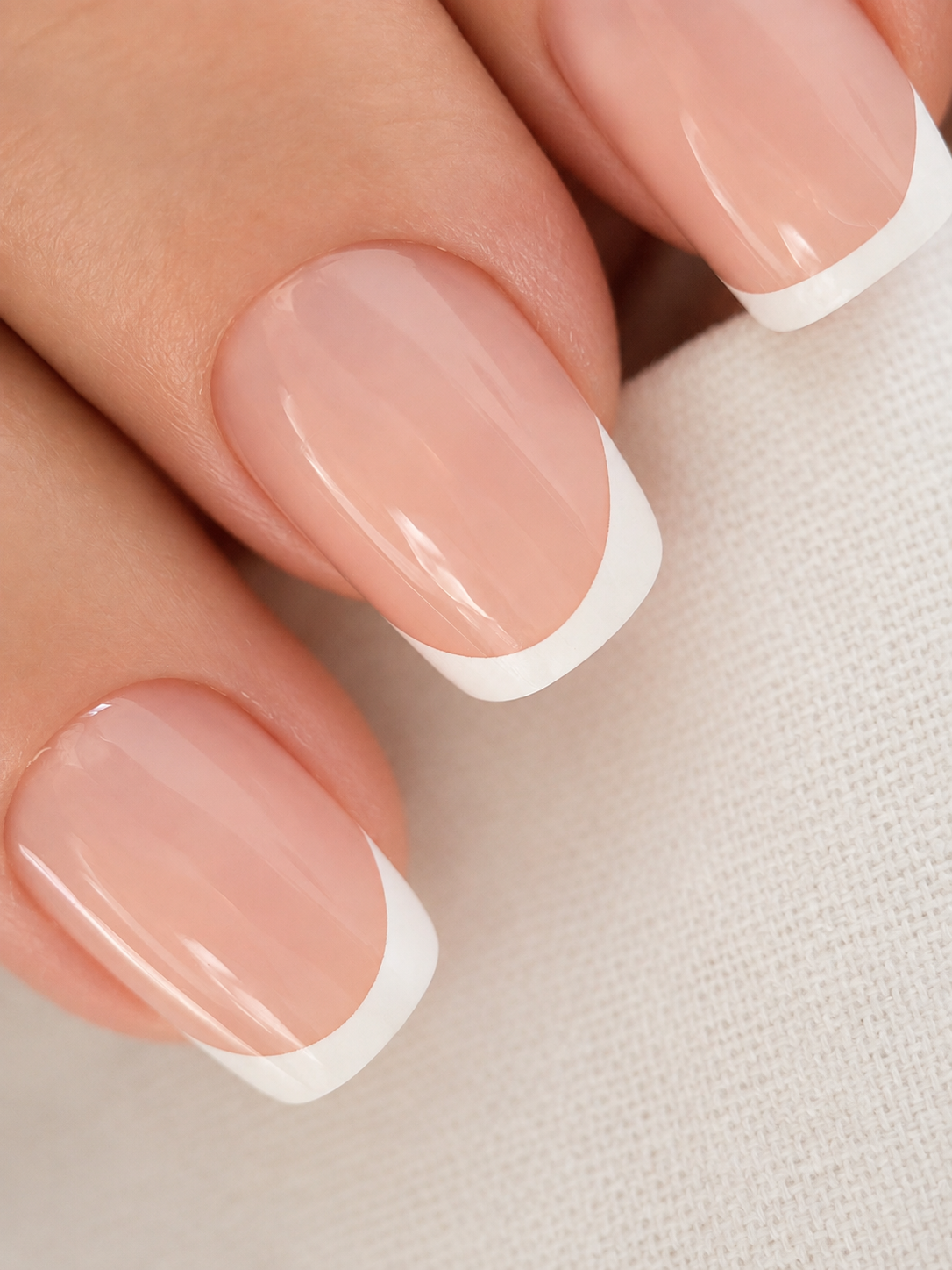 Close-up of Classic French press-on nails