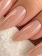 Glazed Nude press-on nails macro detail